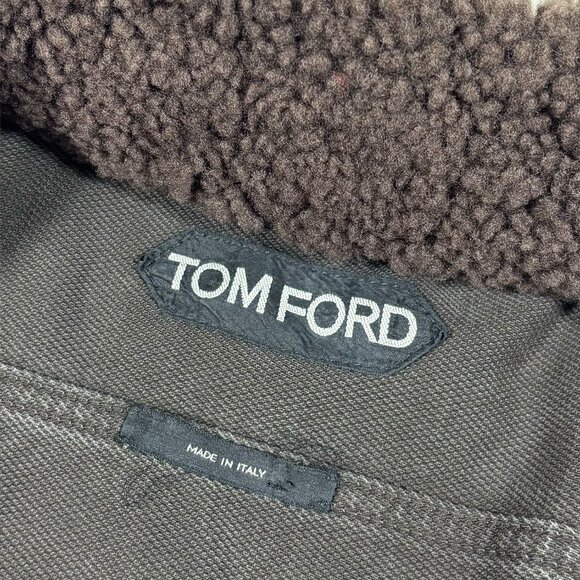 TOM FORD Bedford Shearling Trucker Jacket Brown Size M - Picture 13 of 16